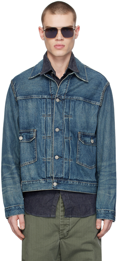 Rrl Indigo Buttoned Denim Jacket In Overdale Wash