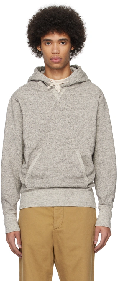 Rrl Grey Drawstring Hoodie In Athletic Grey Heathr