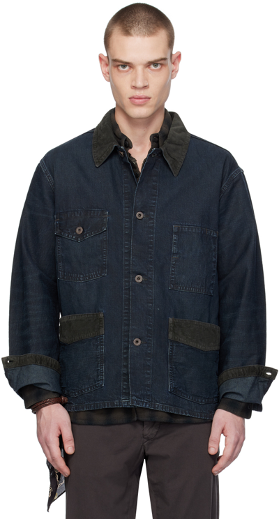 Rrl Indigo Buttoned Denim Jacket In Dark Wash