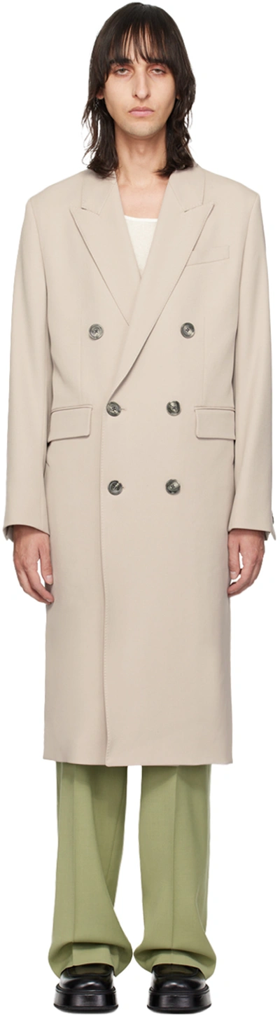 Ami Alexandre Mattiussi Taupe Double-breasted Coat In Neutrals