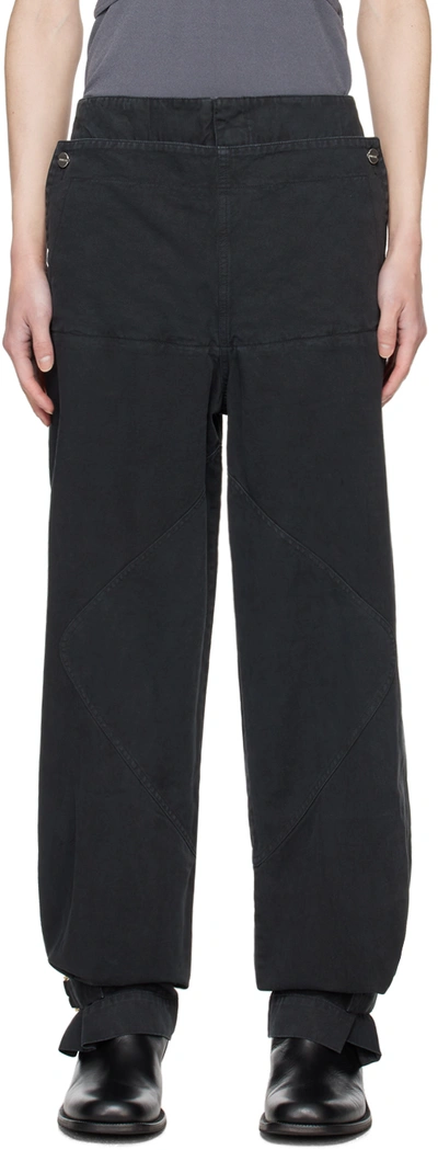 Dion Lee Black Shell Trousers In Washed Black
