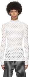 Maisie Wilen White Perforated Turtleneck In Sugar