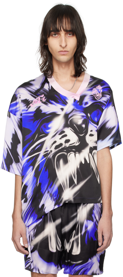 Gerrit Jacob Blue Printed T-shirt In Blue/black