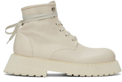 Marsèll Off-white Micarro Lace-up Ankle Boots In Pelle Vitello Avorio