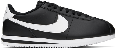 Nike Cortez Leather Sneakers In Black And White In Multicolor