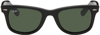 Ray Ban Original Wayfarer Classic Sunglasses Black Frame Green Lenses 52-22 In Black