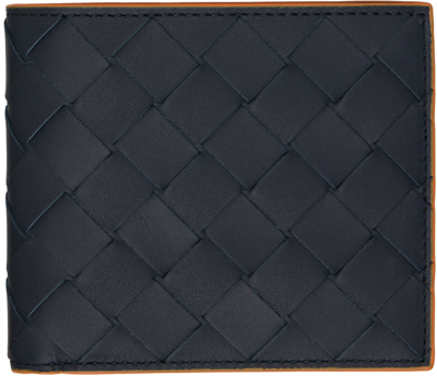 Bottega Veneta Navy Intrecciato Bi-fold Wallet In 8945-space