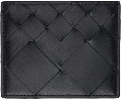 Bottega Veneta Black Intrecciato Card Holder In 8803 Black