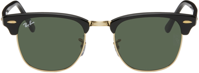 Ray Ban Black & Gold Clubmaster Classic Sunglasses In W0365 Ebony
