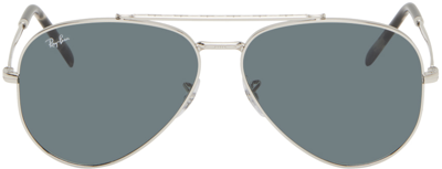 Ray Ban Silver New Aviator Sunglasses In 003/r5 Silver