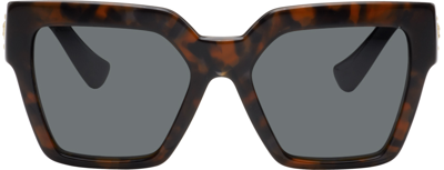 Versace Brown Medusa Deco Butterfly Sunglasses In 542987 Dark Havana