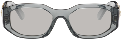Versace Gray Medusa Biggie Sunglasses In 311/6g Transparent