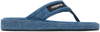 Coperni Blue Denim Branded Flip Flops In Blue