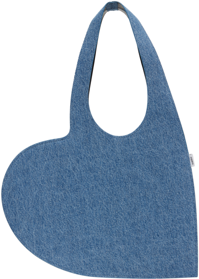 Coperni Heart Denim Tote Bag In Blue