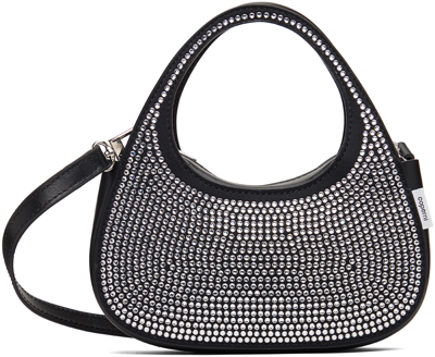 Coperni Micro Baguette Swipe Black Bag With Crystals In Leather In Black_crystal