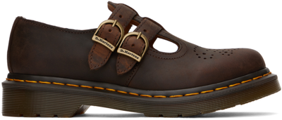 Dr. Martens Brown 8065 Crazy Horse Leather Mary Jane Loafers In Dark Brown Crazy Hor