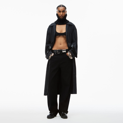 Alexander Wang Leather Belted Balloon Jeans In Washed Black