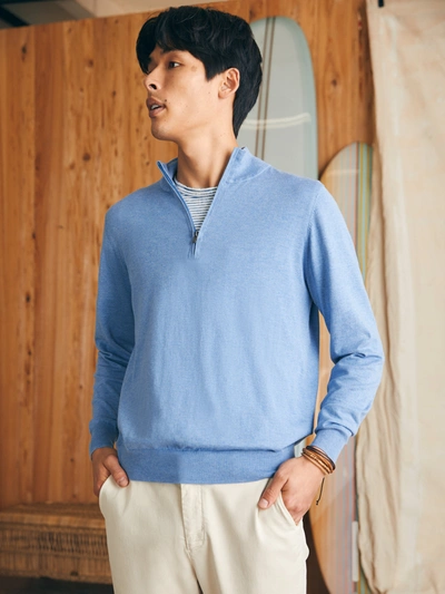 Faherty Movement&trade; Quarter Zip Sweater (tall) In Azure Sky Heather