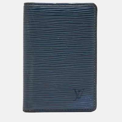 Pre-owned Louis Vuitton Saphir Epi Leather Pocket Organizer In Blue