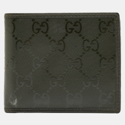 Pre-owned Gucci Military Green Gg Imprime Canvas Bifold Wallet