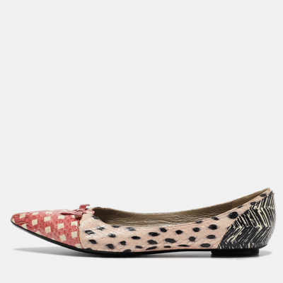 Pre-owned Marc Jacobs Multicolor Snakeskin Cut Out Mouse Pointed Toe Ballet Flats Size 36