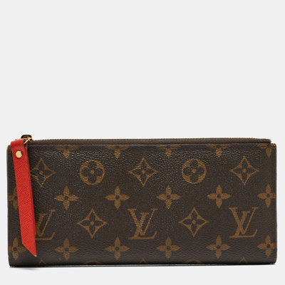 Pre-owned Louis Vuitton Coquelicot Monogram Canvas Adele Wallet In Red