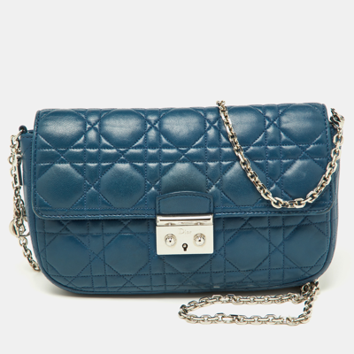 Pre-owned Dior Flap Bag In Blue