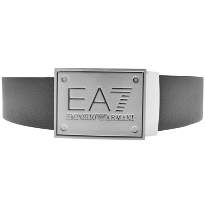 Ea7 Emporio Armani Reversible Logo Belt Black In Grey