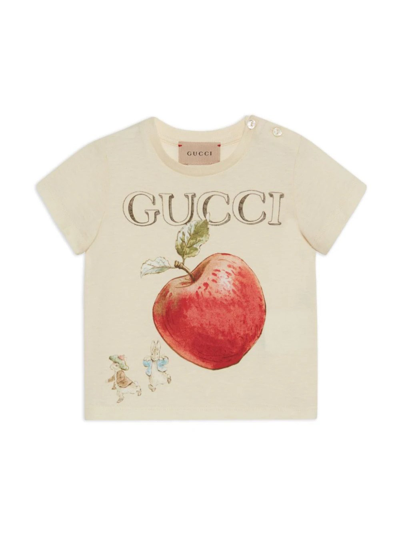 Gucci Babies' Peter Rabbit棉质平纹针织t恤 In Sunkissed,red