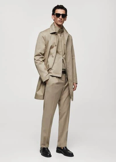 Mango Trench Long Coton In Beige