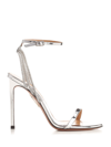 Aquazzura Wild At Heart 105 Crystal-embellished Mirrored-leather Sandals In Silver