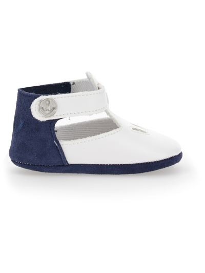 Monnalisa Kids'   Coated Fabric Sandals In White + Blue
