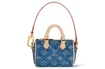 Pre-owned Louis Vuitton Micro Speedy Bag Charm Monogram Denim Blue