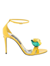 DOLCE & GABBANA PATENT LEATHER SANDALS WITH DOLCE & GABBANA FLOWER