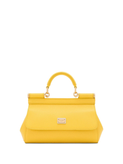 Dolce & Gabbana Small Sicily Tote Bag In Yellow & Orange