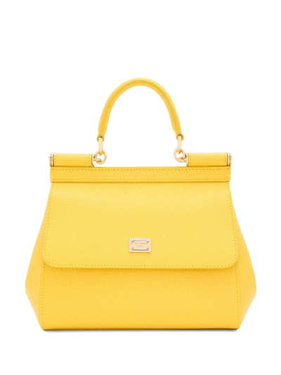 Dolce & Gabbana Small Sicily Shoulder Bag In Yellow & Orange