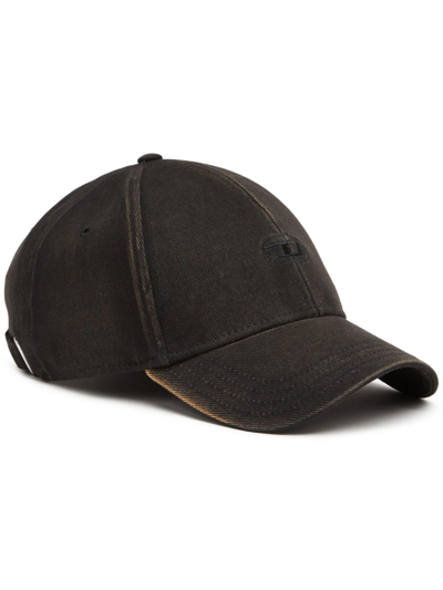 Diesel Baseball Cap In Washed Cotton Twill In Black