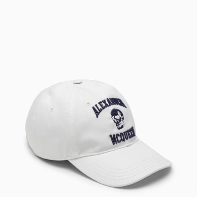 Alexander Mcqueen Embroidered-motif Cotton Cap In White
