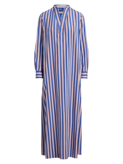 Polo Ralph Lauren Women's Cotton Striped Maxi Dress In Blue White Red