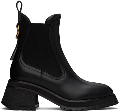 MONCLER BLACK GIGI LEATHER BOOTS