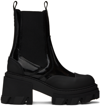 Ganni Patent-leather Platform Chelsea Boots In 099 Black