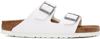 Birkenstock Arizona Bs Womens Leather Slip On Footbed Sandals In White