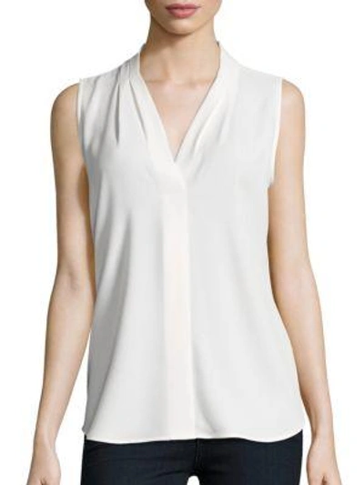 Calvin Klein V-neck Sleeveless Blouse In Soft White