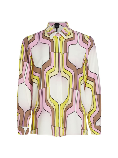 Marella Sirena Geometric-print Button-down Blouse In Pink