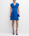 Emporio Armani Emma Pleated Fit-&-flare Mini Dress In Marine Blue