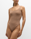 Hunza G Square-neck One-piece Swimsuit In Metallic Coco Whi