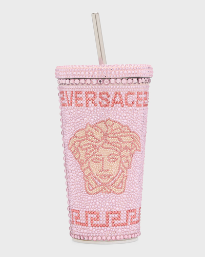 Versace Medusa Studded Travel Mug In Pink Pink