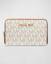 Michael Michael Kors Jet Set Small Monogram Card Holder In Vanilla Luggage
