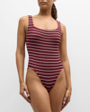 Hunza G Square-neck One-piece Swimsuit In Wine White