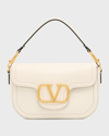 Valentino Garavani Loco Vlogo Flap Leather Shoulder Bag In Ivory